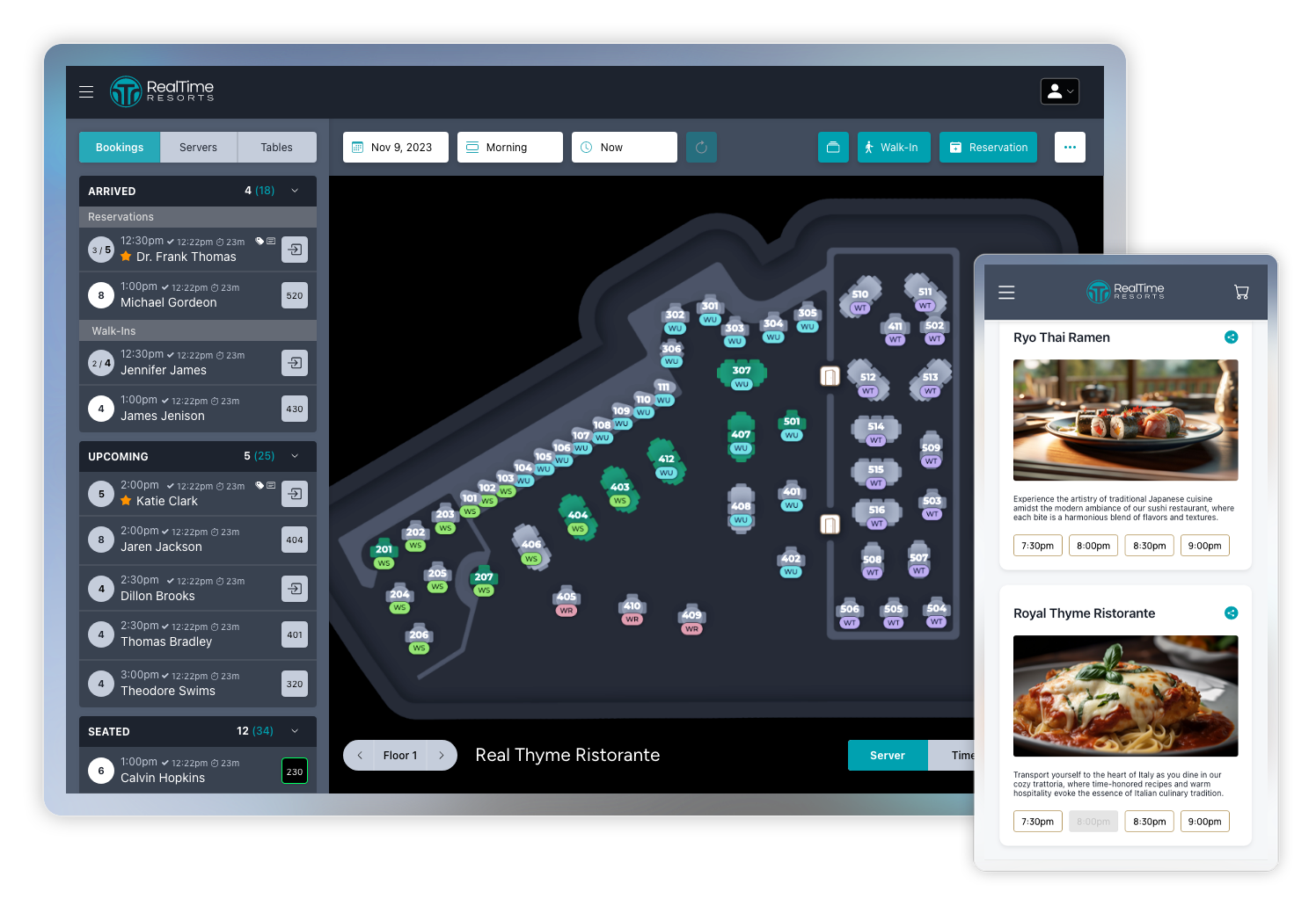 User Interface for Restaurant Reservation Management